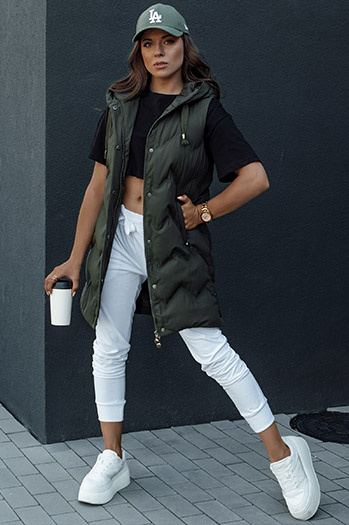 Kamizelka damska pikowana TAMIRA zielona Dstreet TY4533