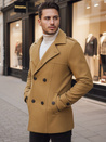 Moški plašč z dvojnim zapenjanjem Barva kamela DSTREET CX0443
