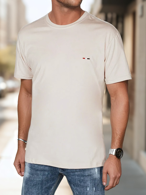 Moška majica z vezenino v barvi kapučina Dstreet RX5638