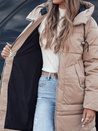 Ženska zimska jakna NORFFI dolga prešita s kapuco bež Dstreet TY4662