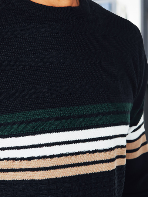 Moški črtasti pulover v mornarsko modri barvi Dstreet WX2323