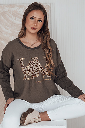 Ženska bluza ene velikosti LOVEGLOW temno rjava Dstreet RY2698