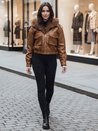 Ženska usnjena jakna s krznom SOFTREBEL brown Dstreet TY4761z