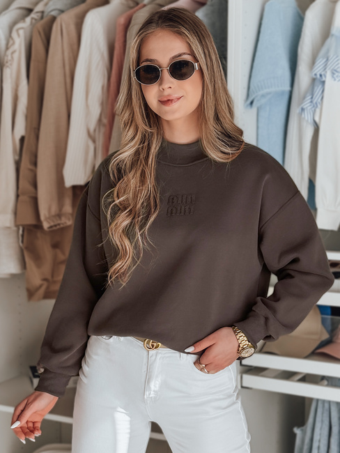 Ženska bluza prevelike velikosti z našitkom LOVASON mocha Dstreet BY1417