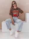 Ženska majica oversize v črtasti bež barvi ZESTSTYLE Dstreet RY2841
