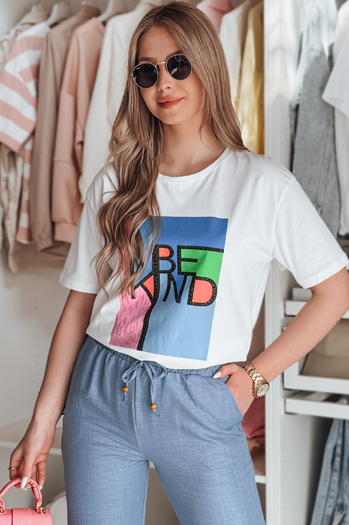 Ženska majica s potiskom KINDBE bela Dstreet RY2614