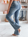 Ženske jeans hlače na zvonec s cvetjem FLOWERSSE modra Dstreet UY2677