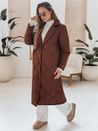 Ženski prešiti dolgi plašč TRENDIFY rjave barve Dstreet TY4939