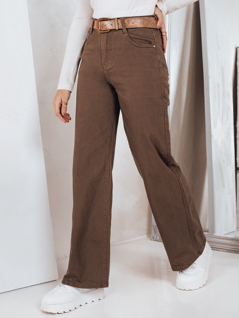 Ženske široke kavbojke rjave barve Dstreet UY2845