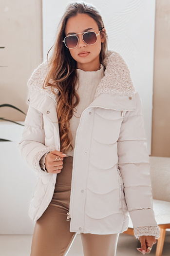 Ženska prešita zimska jakna WARMMISS s kapuco bela Dstreet TY4922