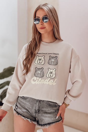 Ženska bluza prevelike velikosti z medvedki MISOBEARS beige Dstreet BY1438