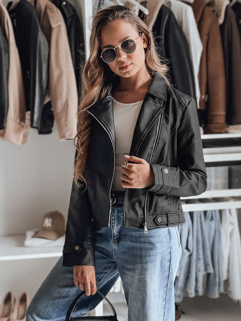 Ženska usnjena jakna DARKGLORY ramonesque black Dstreet TY4963