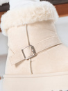 Ženski semiš snežni škornji s krznom v bež barvi Dstreet ZY1252