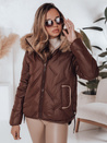 Ženska zimska jakna COLDLIKE prešita s kapuco rjava Dstreet TY5003