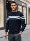 Moški črtasti pulover v mornarsko modri barvi Dstreet WX2334