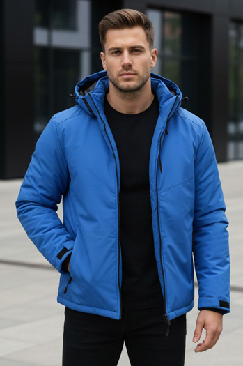 Moška zimska jakna s kapuco modra Dstreet TX5120