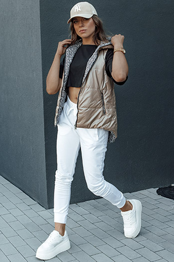 Ženski prešiti telovnik ICONVEST v kamelji barvi Dstreet TY4433