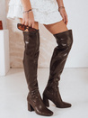 Ženski škornji nad koleni rjave barve Dstreet ZY1246
