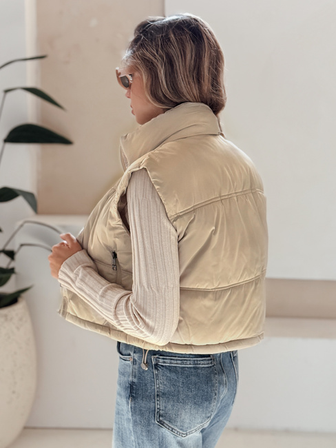 Ženski prešiti jopič v bež barvi Dstreet TY5195