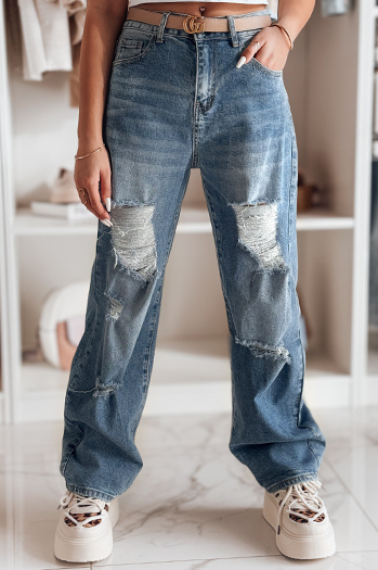 Ženske džins hlače z luknjami DEMARIP blue Dstreet UY2486