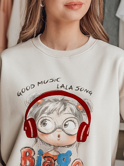 Ženska bluza s potiskom LALA VIBE beige Dstreet BY1506