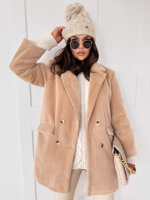Ženski plašč iz alpake SERENITY light beige Dstreet TY3886