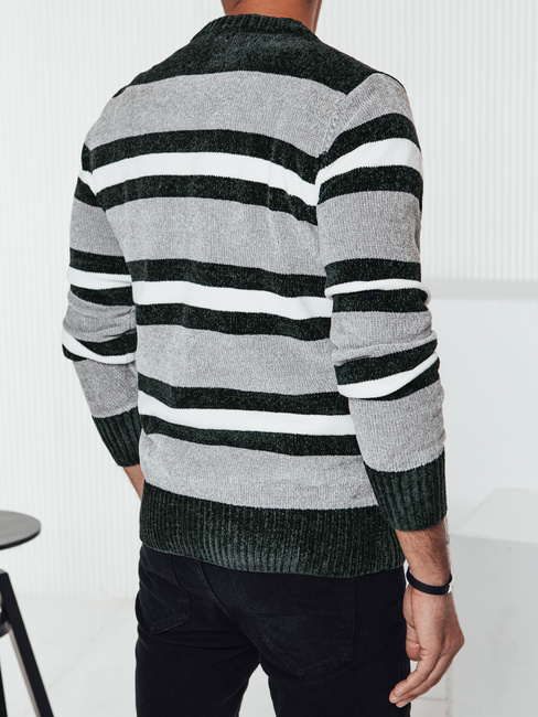 Moški črtast siv pulover Dstreet WX2262