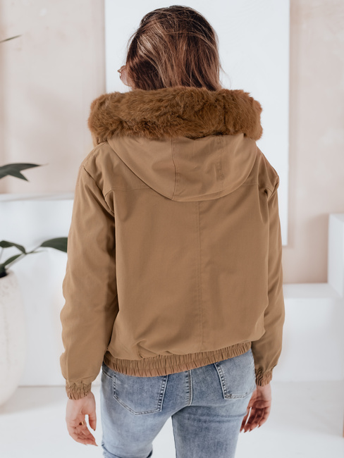 Ženska zimska jakna VESSADA kratka s krznom svetlo rjava Dstreet TY5061