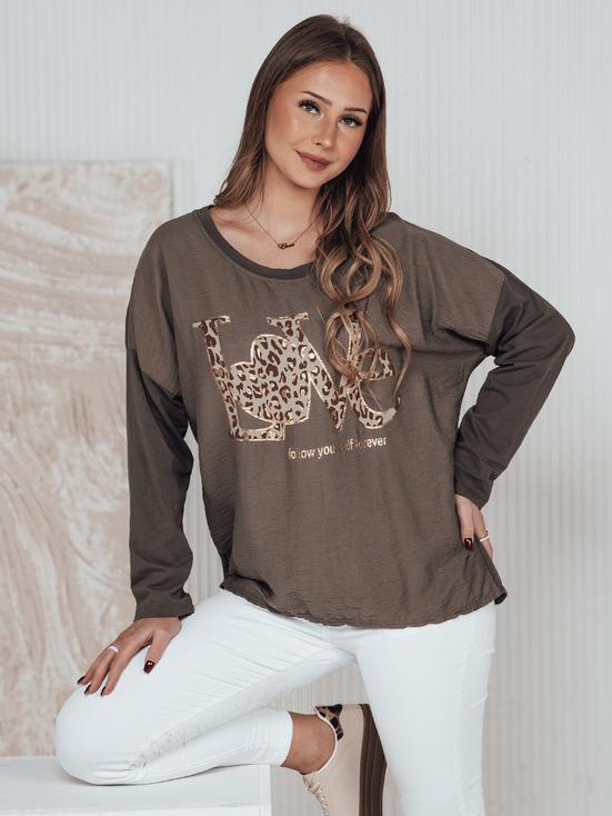 Ženska bluza ene velikosti LOVEGLOW temno rjava Dstreet RY2698