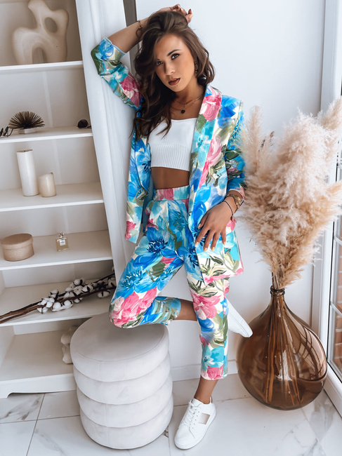 Ženske hlače casual FLOWER GARDEN Barva turkizna DSTREET UY1480