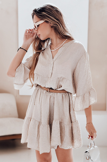 Poletna muslinska obleka LYVONNE light beige Dstreet EY2615