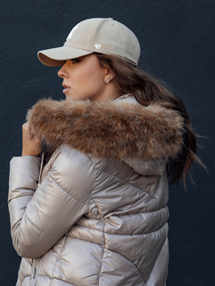 WINTERCHIC ženska zimska jakna s kapuco camel Dstreet TY4438_4