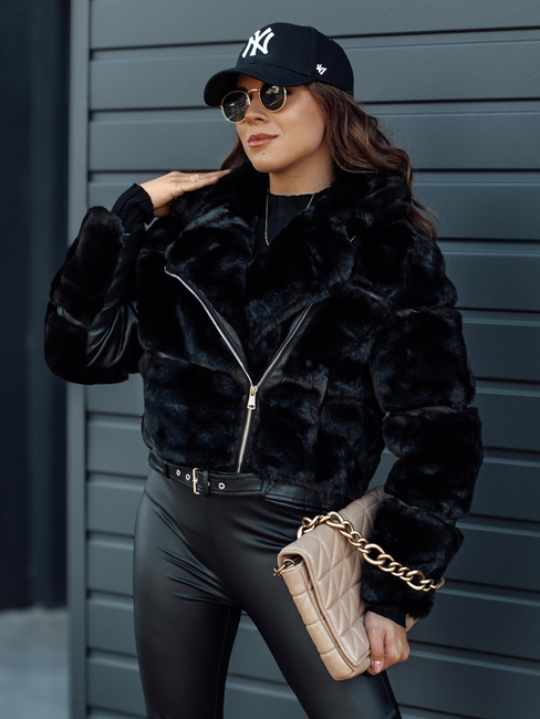 Ženska zimska krznena jakna SAVARA black Dstreet TY4693