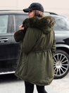 Ženska jakna parka s krznom CHARMFUR zelena Dstreet TY4768