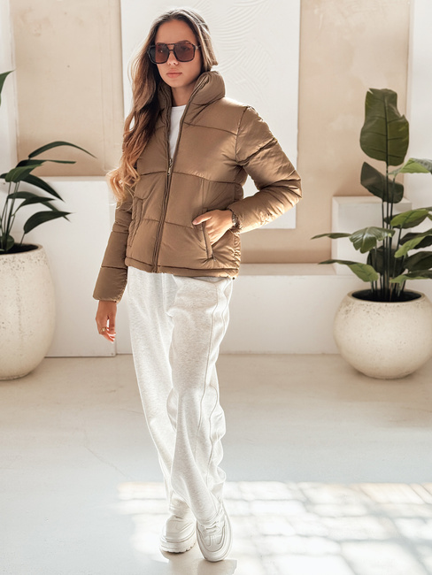 Ženska prešita zimska jakna LAROSE dark beige Dstreet TY5217