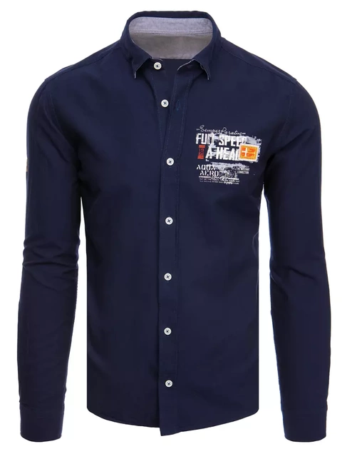 Moška srajca z dolgimi rokavi Barva Mornarica  DSTREET DX2281