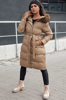 Ženska prešita zimska jakna s krznom STYLEBELLA beige Dstreet TY4609