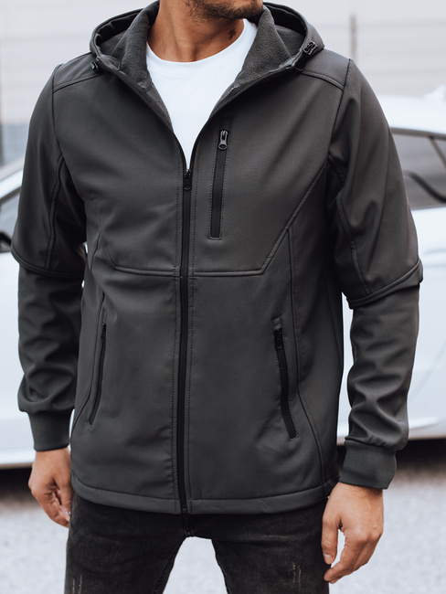 Moška prehodna softshell jakna s kapuco temno siva Dstreet TX4818