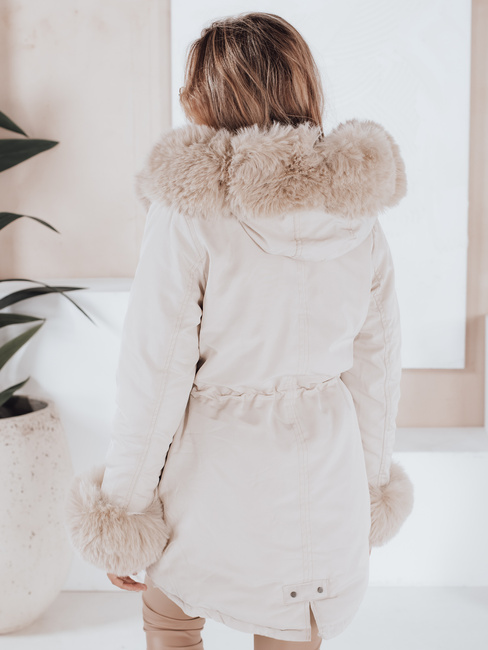 Ženska zimska jakna parka s krznom CHARMFUR bela Dstreet TY5225