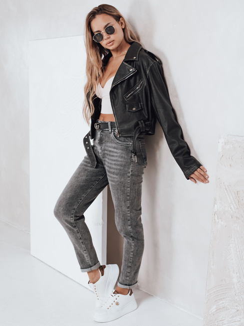 Ženske kavbojke mom fit sive barve Dstreet UY2751