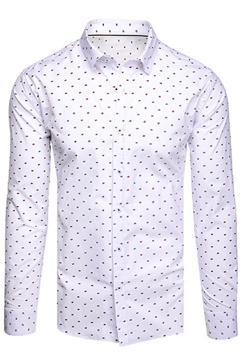 Moška srajca z dolgimi rokavi in vzorcem, bela Dstreet DX2607