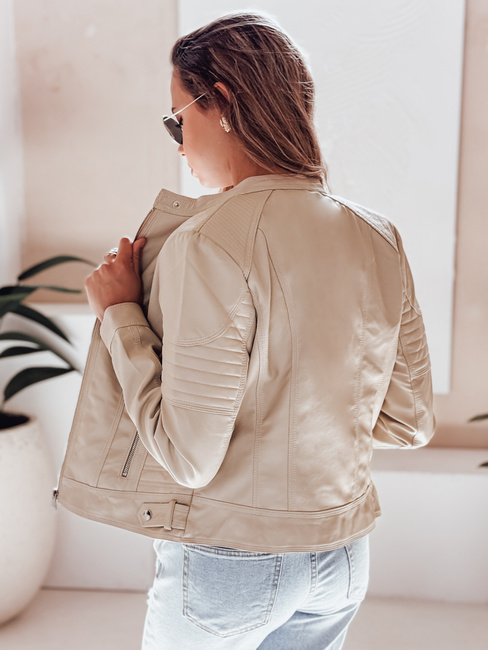 Ženska usnjena jakna ROCKMISS beige Dstreet TY5215