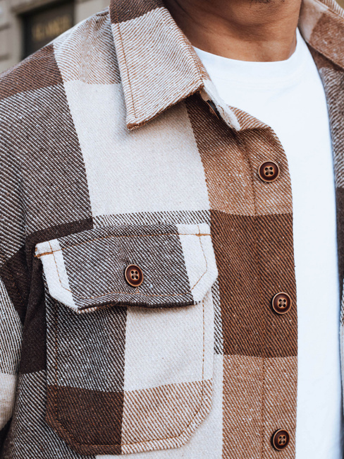 Moška kamelja karirasta flanelasta srajca Dstreet DX2674