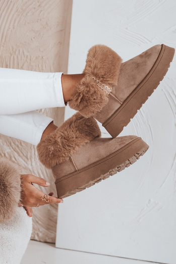 Ženski snežni škornji s krznom bež barve Dstreet ZY1056