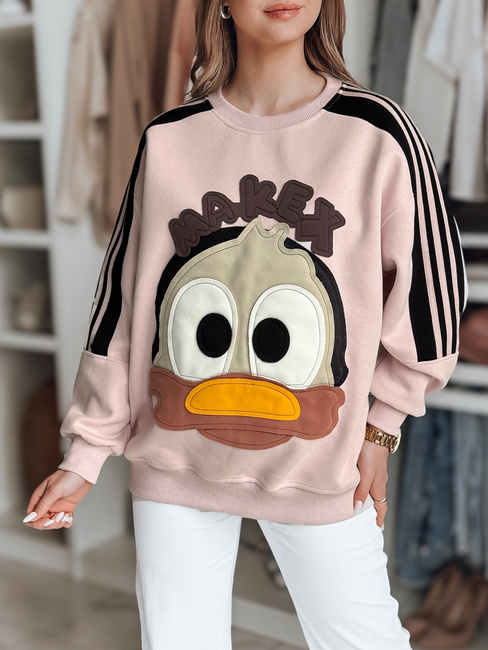 Ženska prevelika majica z našitki CUTE MAKEX roza Dstreet BY1493