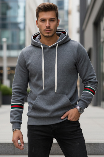 Moška siva jopa s kapuco Dstreet BX5946