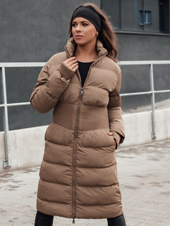 Ženska zimska dolga prešita jakna FABWARM beige Dstreet TY4621_2