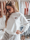 Ženska bluza z izvezenimi srčki MONLOVE siva Dstreet BY1508