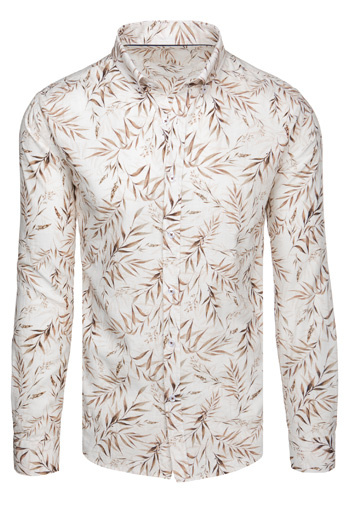 Moška majica z listi bela Dstreet DX2639