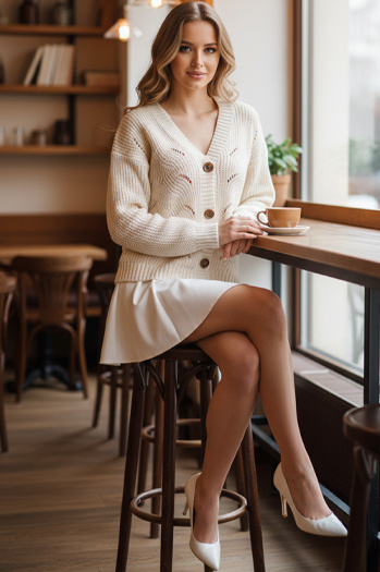 Ženski pulover KNITVIA ecru Dstreet MY2422